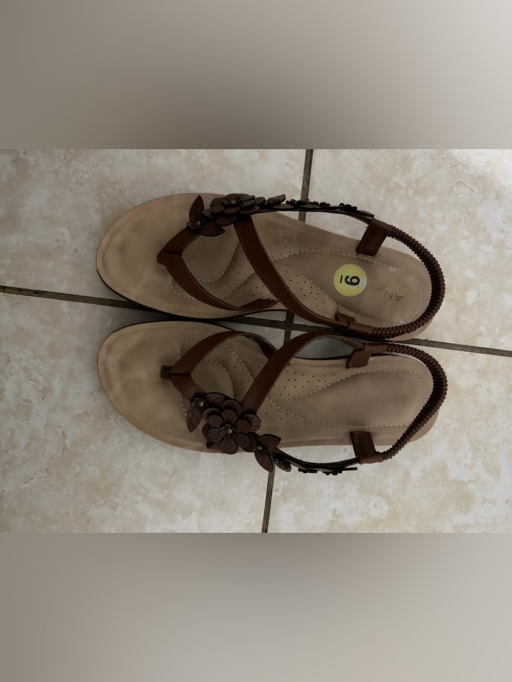 Women’s Brown Floral Elastic Slingback Sandals